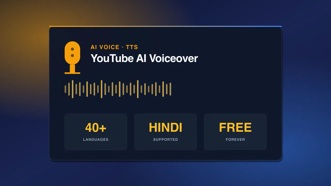 AI Voiceover for YouTube Videos Free: 40+ Languages, Hindi Support, No Watermarks (2026)