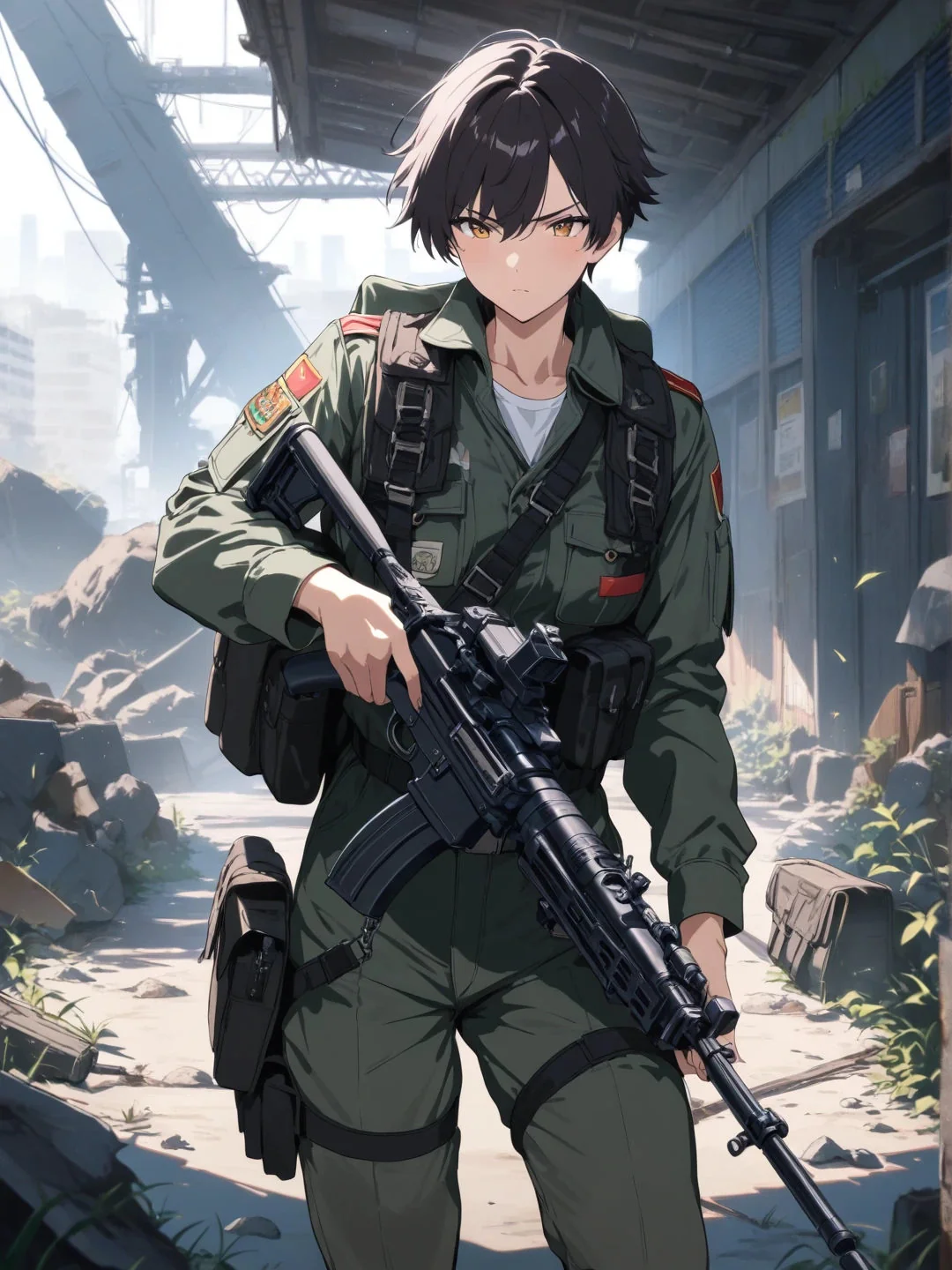 Anime holding gun