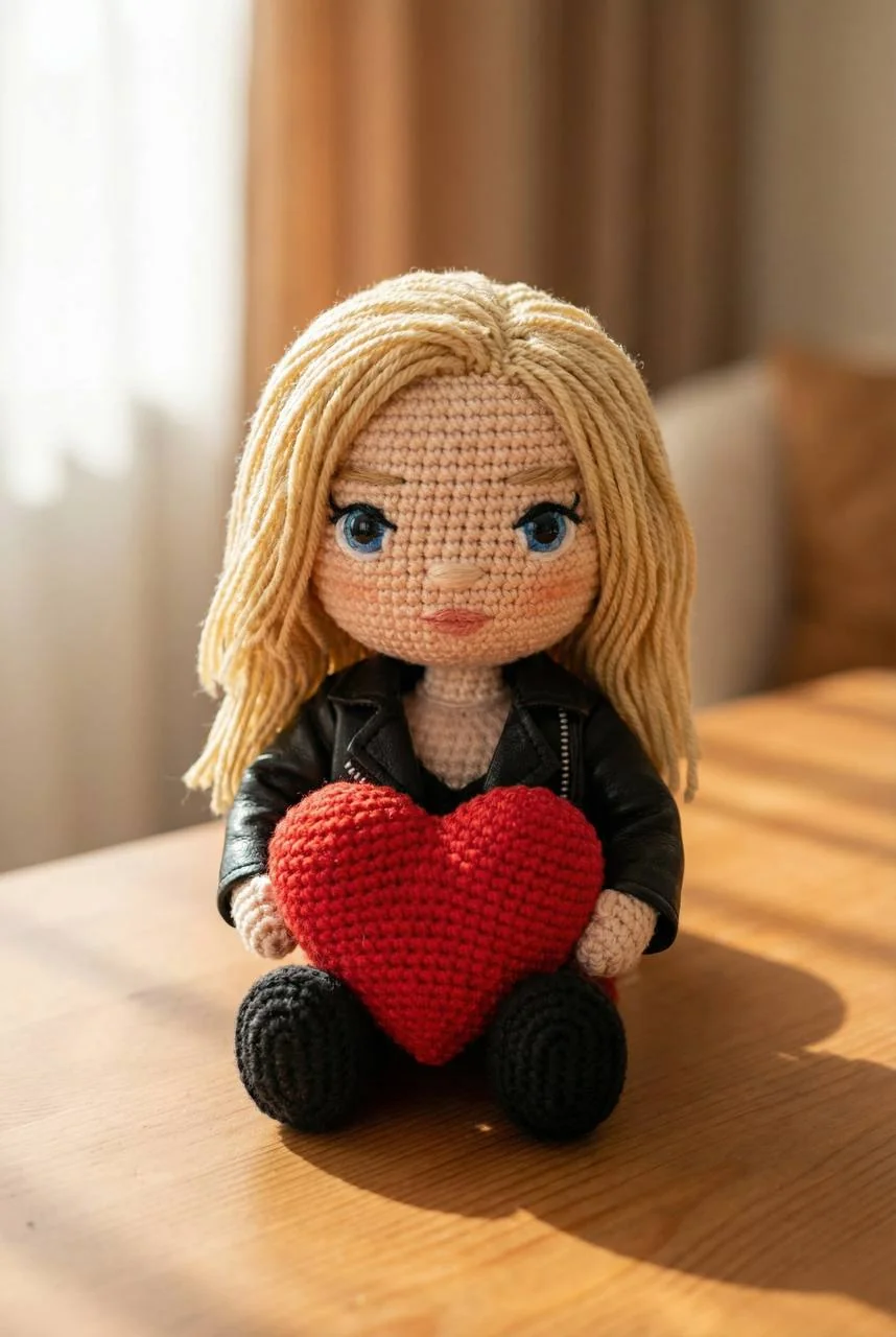 crocheted yarn doll